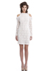 Open Shoulder Lace Dress with Beaded Trim