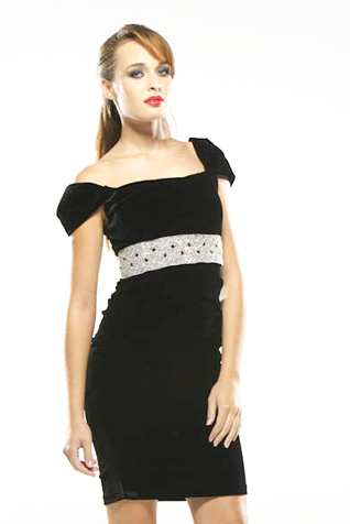 Stretch Velvet Pleated Cocktail Dress