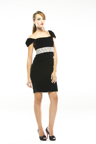 Stretch Velvet Pleated Cocktail Dress