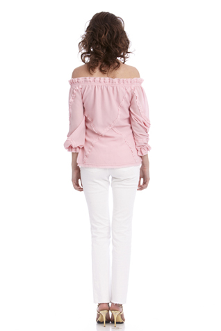 Blush Slashed Frayed Peasant Top