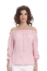 Blush Slashed Frayed Peasant Top