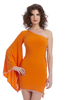 One Shoulder Jersey Angel Sleeve Dress