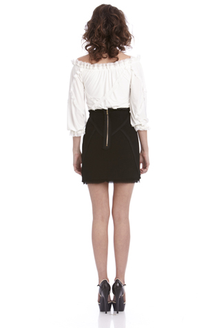 Slashed Frayed Off Shoulder Jersey Tee