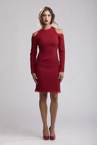 Crepe Open Shoulder Dress