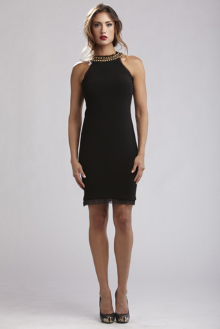 Jersey Dress with Neck Trim