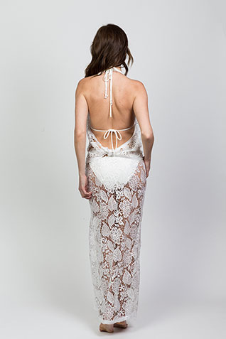 Ivory Lace Wrap Long Skirt