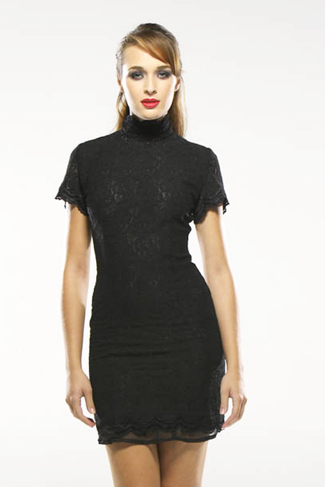 Christina Makowsky - The-Uptown-Collection: Lace Turtleneck Dress