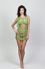 Green Lace Blouson Back Mini Dress