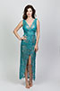 Long Wrap Sundress Aqua Metallic Lace